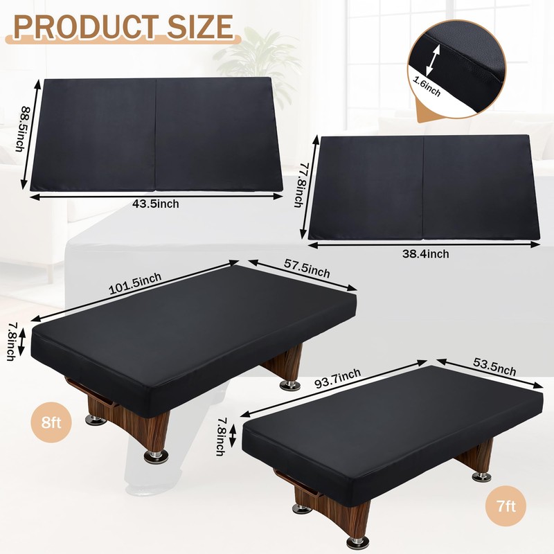 BALAPET Heavy Duty Leatherette Pool Table Cover and Insert Mat