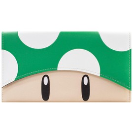 Mario Party 1UP Extra Life Mushroom Green Coin and Card Tri-Fold Purse, One Size
