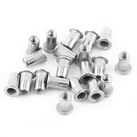 Walfront 20Pcs Flat Head Metric Threaded Blind Rivet Nut,M3 M4 M5 M6 M8 Insert Rivnut Nutsert Screw Stainless Steel (M6), Nut