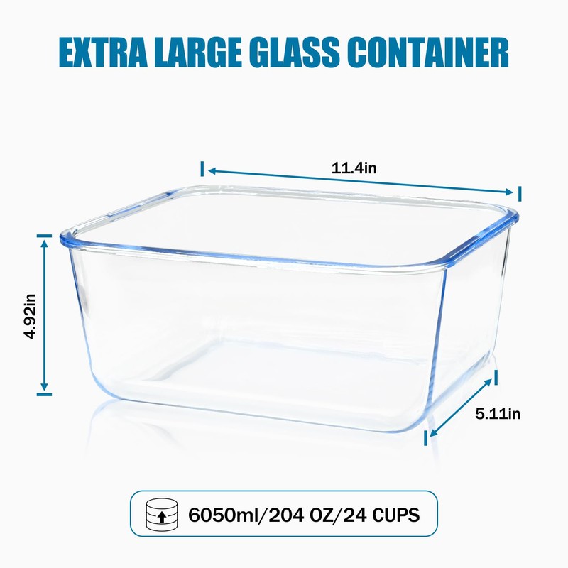 Hontent Large Glass Storage Containers with Lids 201oz Extra Large