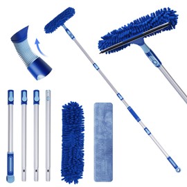 LOMIDA Professional Window Squeegee Kit - 62" Lightweight Aluminum Pole, 2 in 1 Rotatable Window Cleaning Tool Kit with Extension Pole Cleaning with Bendable Head for Car/Shower/High Windows