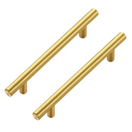 JOY DECOR 15 Pack Cabinet Handles, Gold Cabinet Pulls, 5 in Hole Center Kitchen Cabinet Handles, Stainless Steel T Bar Handles for Dresser Drawers