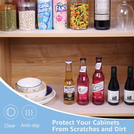 PABUSIOR Shelf Liners Clear - Waterproof Cabinet Liner, Non-Adhesive, Translucent Drawer Liner, Easy to Cut Refrigerator Liners for Shelves, Under Sink (17.7x96 inch)