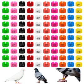 100Pcs 8mm Numbered Pigeon Leg Bands with 8 Color, Quail Bird Identification Leg Bands Clip on Baby Poultry Leg Rings for Bantam, Duck, Guinea and Medium Birds