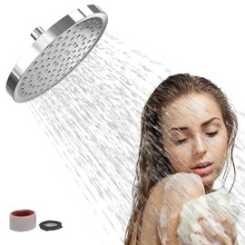 Cabezal de regadera,Cabeza de Ducha de Lluvia de Alta Presión para el Baño,6 Pulgadas Regadera Alta Presion,Ángulo Ajustable,Boquilla de refuerzo de silicona antiobstrucción,Regaderas para Baño(cromo