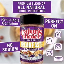Cajun's Choice Premium Blend Breakfast Blend Seasoning 9 oz (Pack of 1) - Add to Coffee, Pancakes, Cereal, Waffles Donuts, French Toast and More