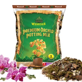 Wemoss 5-in-1 Orchid Potting Mix with Forest Moss, Pine Bark, Perlite, Zeolite, and Pumice – Orchid Soil, Orchid Repotting Kit for Healthy Roots, Fast Drainage, and Support for Growth 1 QRT