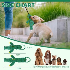 KOOLTAIL Dog Squeaky Toys, Interactive Puppy Plush Toys with Crinkle Paper, Large Tug of War Pull Toy for Indoor and Outdoor Play, Stuffed Soft Pet Chew Toy for Small Medium Large Dogs Green Crocodile
