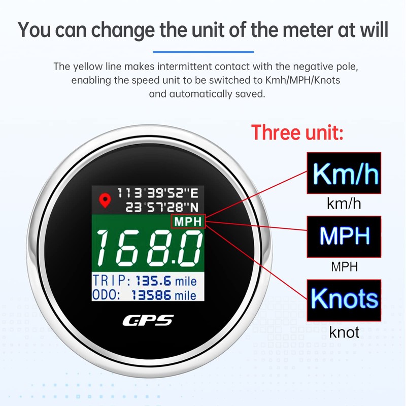 ARTILAURA GPS Speedometer 2-1/16" 52mm Digital Boat GPS Speedometer Gauge