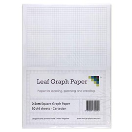 A4 Graph Paper 5mm 0.5cm Squared Cartesian - 30 Loose-Leaf Sheets - Grey Grid