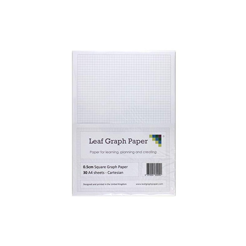 A4 Graph Paper 5mm 0.5cm Squared Cartesian - 30 Loose-Leaf