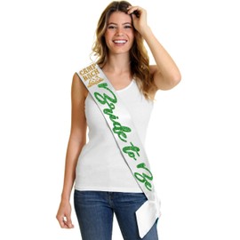 Last Trail Before the Veil Bachelorette Decor - Gold Camp Bach Green Glam Bride to Be White Satin Sash - Cabin Crew Before I Do Decorations - Sash(Camp GlmB2B) Grn/Wht