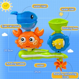 Bath Toys for Toddlers, Fun Educational Baby Bath Toys for 1-5 Year Olds,Sensory Bath Time & Pool Toys for Kids,Non-Slip Suction Cup,Birthday Gift for Boys & Girls