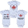 Canadian American Heart Flag Baby Bodysuit Bundle (3 Piece Set),