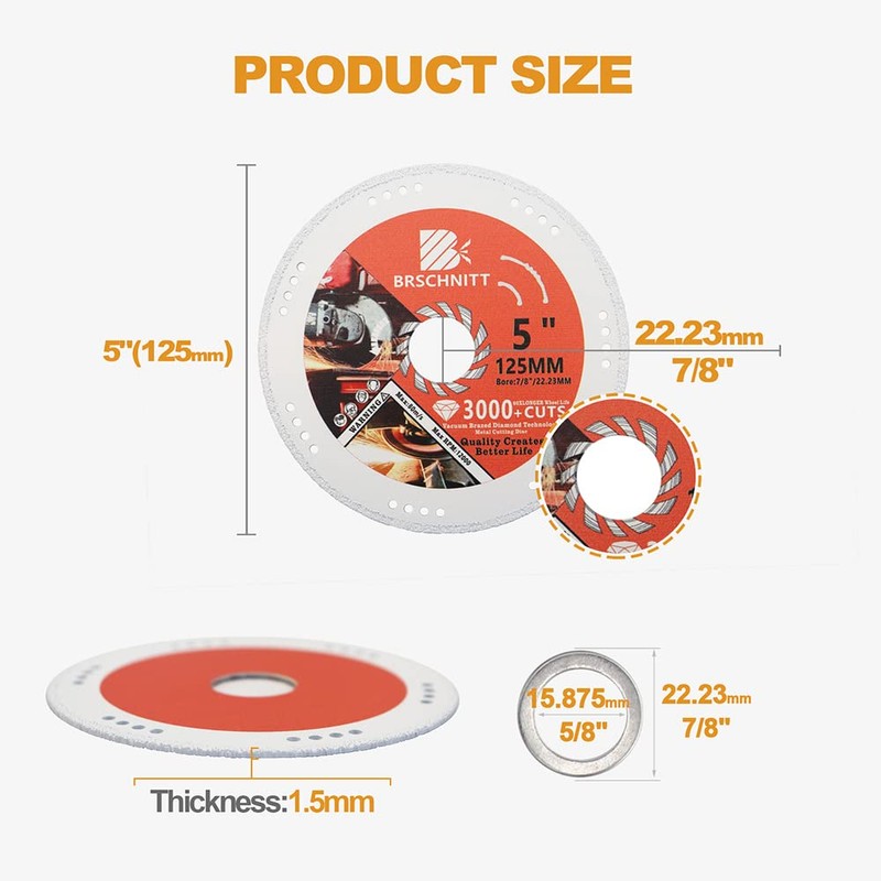 Diamond Metal Cutting Disc 125 mm Vacuum Brazed Cutting Disc