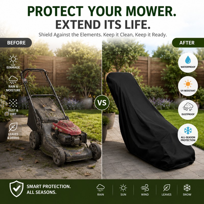 Lawn Mower Cover for Outdoor Storage – 210D Oxford Weather-Resistant