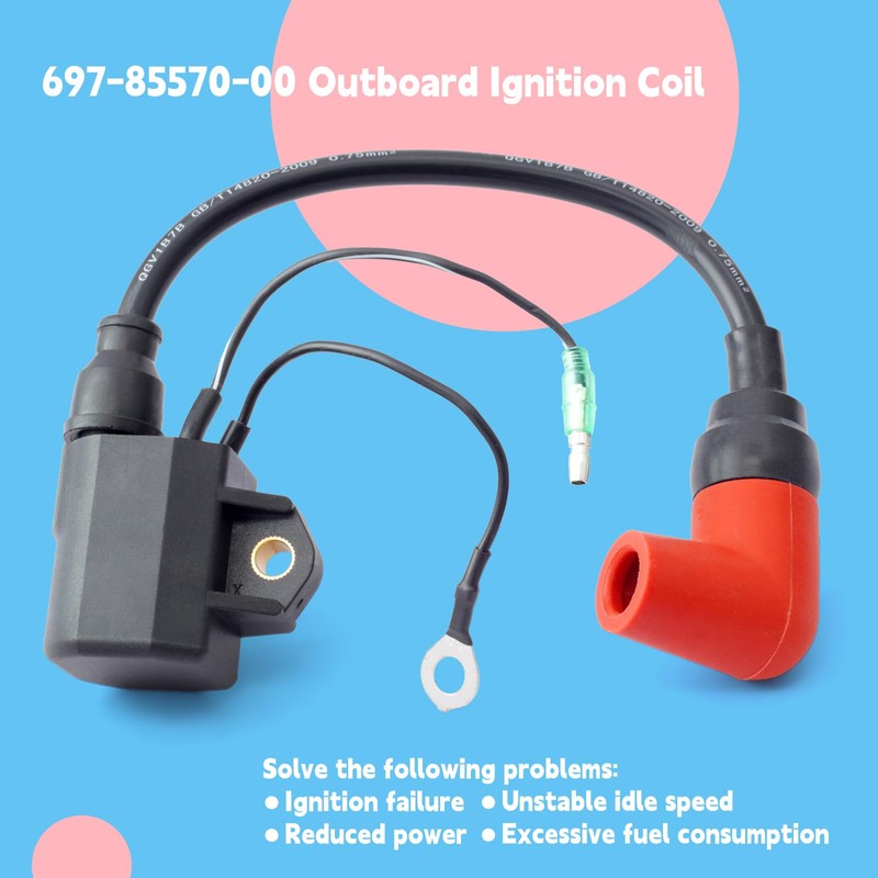 GLOXTED 697-85570-00 Ignition Coil Replacement for Yamaha Outboard 60HP 70HP