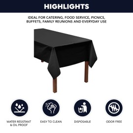 Party Essentials Plastic Banquet Table Roll Available in 27 Colors, 40" x 100', Black