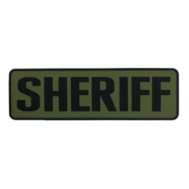 uuKen PVC Sheriff Patch OD Green 10×3 inches for Clothing Jackets Bags Backpacks with Hook Fastener Back(OD Green and Black,XL 10"×3")