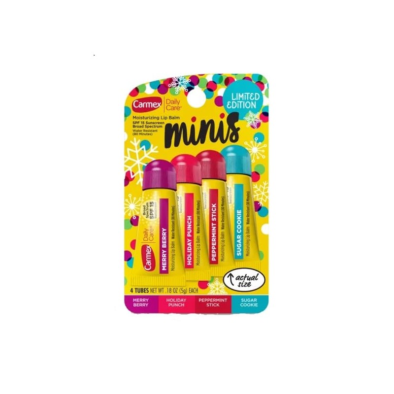 Carmex 4 Mini Tubos Cuidado Diario Hidratante SPF 15 Bálsamo