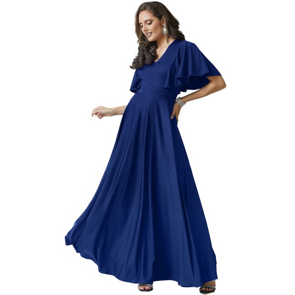 KOH KOH Vestido largo y elegante para dama de honor para mujer, Azul real cobalto., 4XL