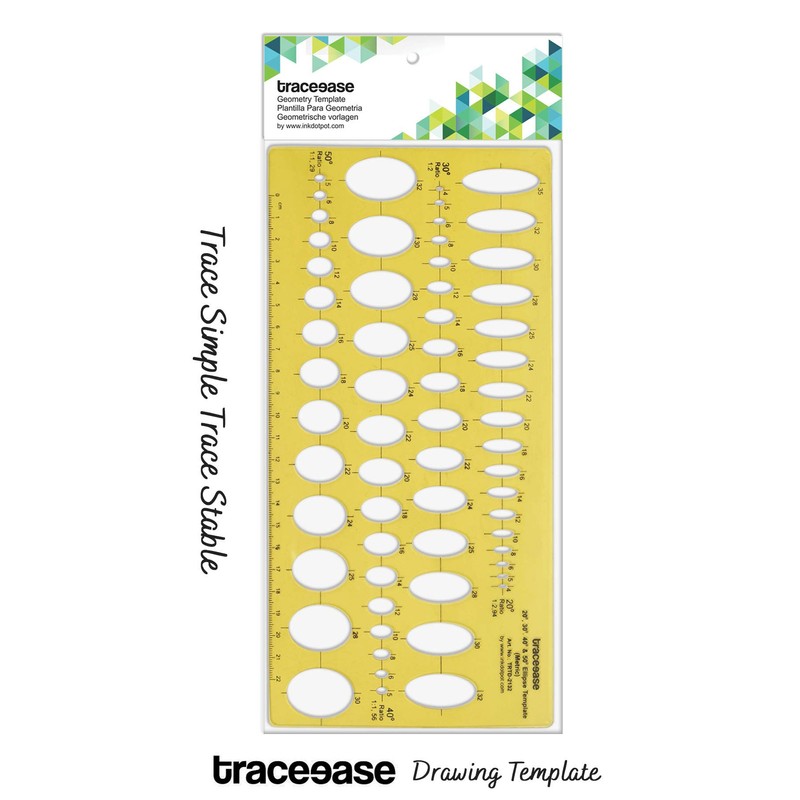 Traceease Geometric Drafting Ellipse Template Drawing Stencil, Designing Template Measuring