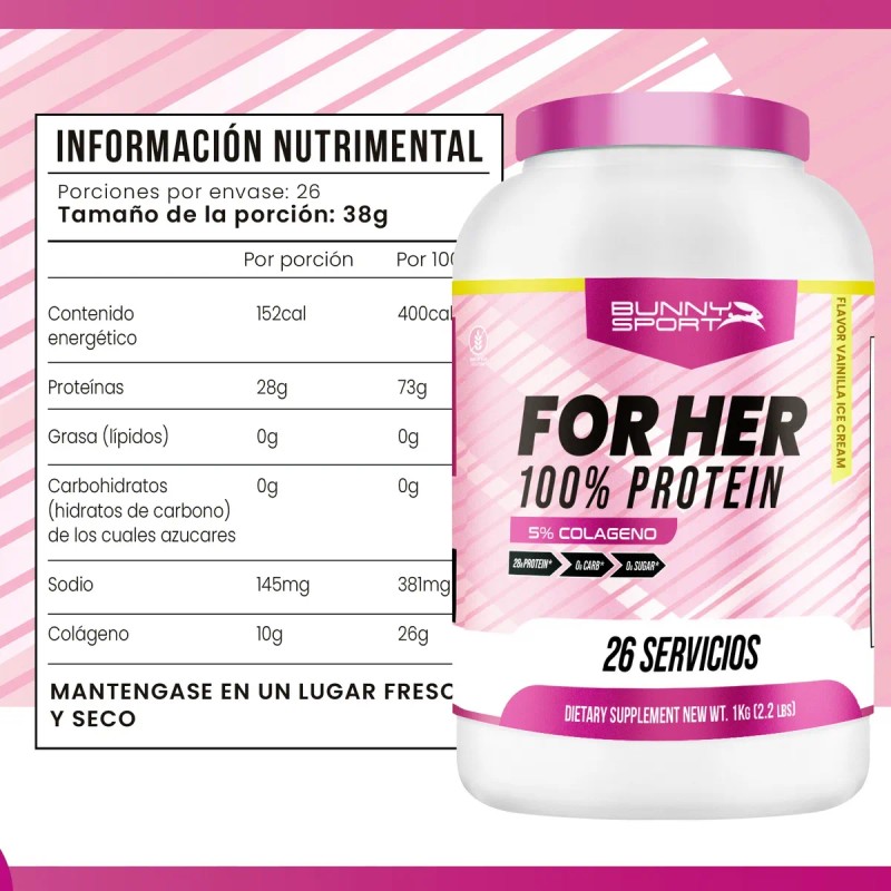 Suplemento En Polvo Bunny Sport Forher Whey Protein 1 Kg