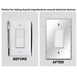 Art Plates - OVERSIZED 1 Gang Decorator Oversize Acrylic Mirror Switch Plate - 5.25" x 3.40" - One Gang Reflective Mirrored Jumbo Wall Plate for Rocker Style Light Switches, GFCI, Electrical Outlets