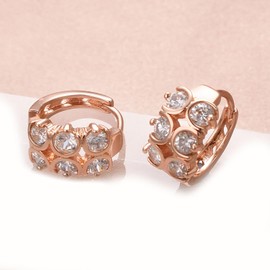 JOLCHIF Cubic Zirconia Small Hoop Earrings for Women 14K Rose Gold Plated CZ Huggie Earrings Jewelry