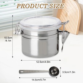 GIDWRIY Coffee Canister Stainless Steel Airtight, Coffee Powder Container, Airtight Ground Coffee Canister, Storage Box, Coffee Food Storage Container, Coffee Bean Container, Bean Container with