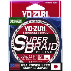 Yo-Zuri Superbraid 150 yd Floating Braid, Dark Green, 50 lb