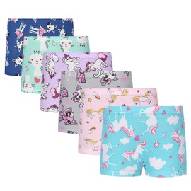 Cczmfeas Girls Hipster Cotton Underwear Boyshort Panties 6 Pack (Blue-6 Pack, 4T)