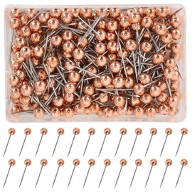 Pack of 200 Map Pins, Map Pin Pins, Rose Gold, Pin Board Pins for Pin Board, Plastic Head, Pins, Thumbtacks, with Storage Box, for Map Pin Needles, Crafts, Sewing