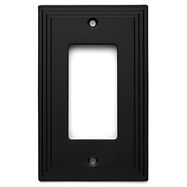 Cosmas 25000-FB Flat Black Single GFI/Decora Rocker Wall Switch Plate Switchplate Cover