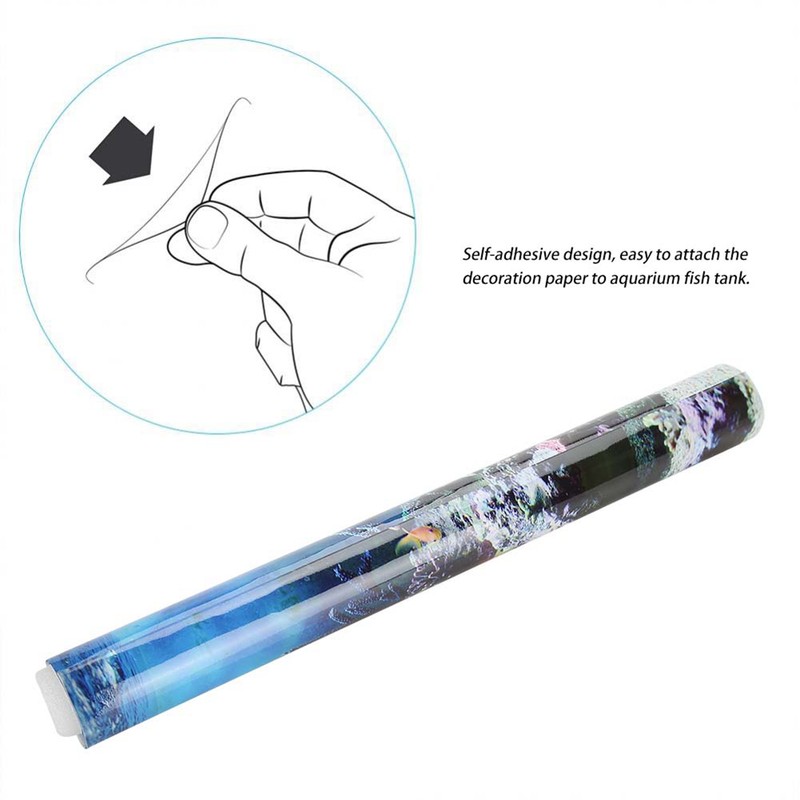 PVC Adhesive Underwater Coral Aquarium Fish Tank Background Poster Backdrop