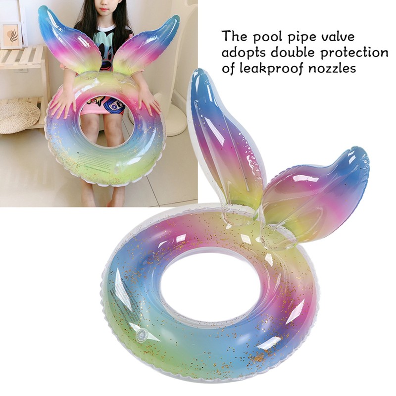 Swimming Ring Sparkling Sequins Rainbow Gradient Wings Swimming Ring Summer