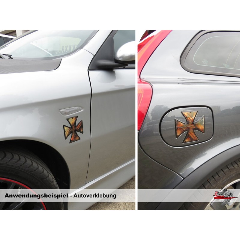 Tankpad 3D Iron Cross Motorcycle Car Sticker Rusty Look Sticker