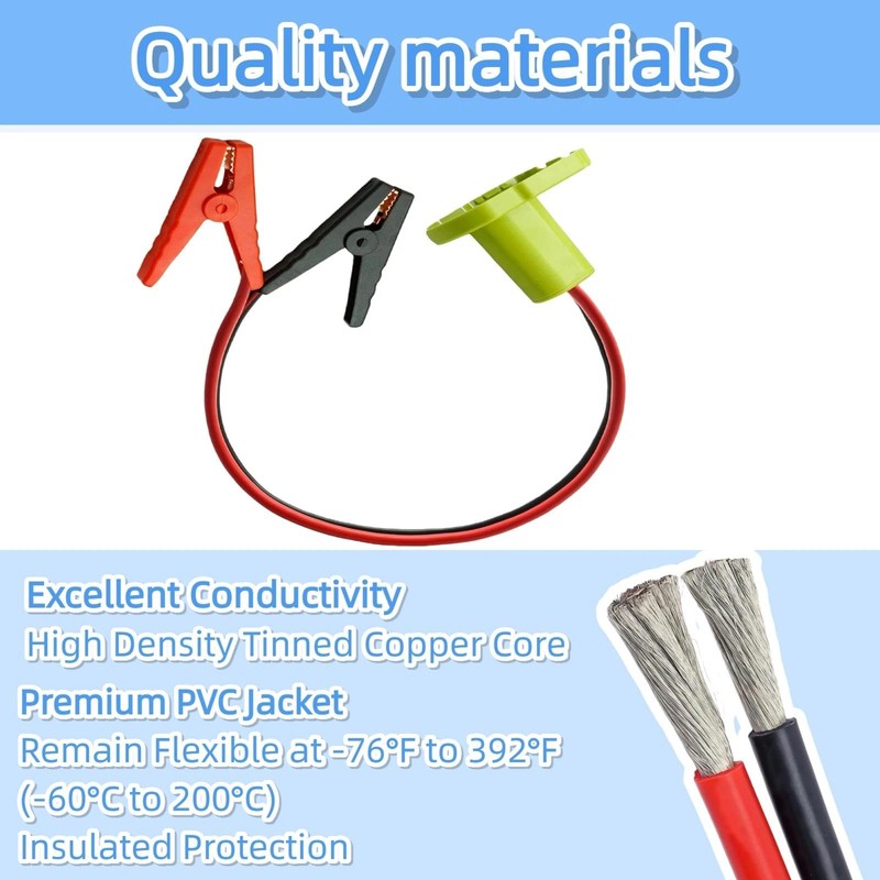2FT Portable Jumper Starter Cable Adapter Compatible with Ryobi 18V
