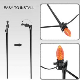 MUNEFE 9 Inches Christmas Light Stakes, Yard Lawn Holiday Light Stakes, Tall Ground Lights Stakes for Holiday Lights Lawn Path Walkway (Black)