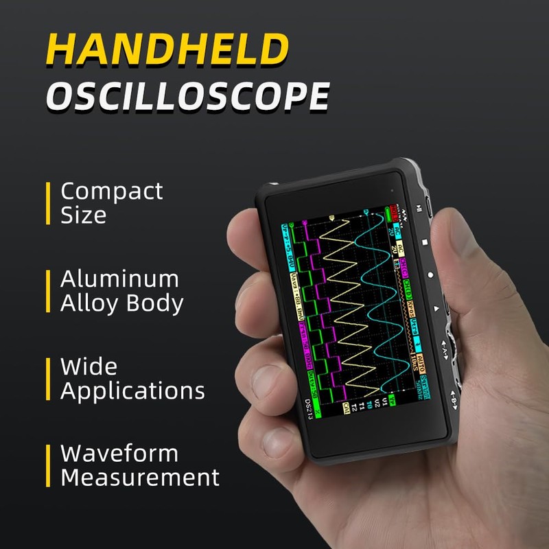 MINIWARE Handheld Oscilloscope DS213, Portable Oscilloscope Mini Size Handheld, Built-in