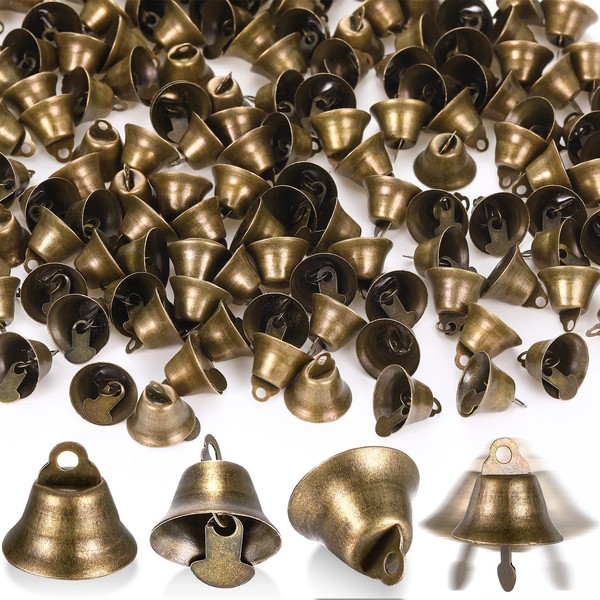 Zhengmy 200 Pcs Mini Bronze Decorative Bells Vintage Craft Bells 16 mm Small Bell Christmas Bridal Bells Hanging Ornaments Decoration for Doors Dog Collar Jewelry Sewing Christmas DIY Craft