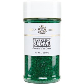 India Tree Pure Green Sparkling Sugar , Shimmery Sugar Sprinkles for Baking and Decorating, Small , 3.5 Oz Jar (Pack of 1)