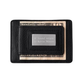 THINGS REMEMBERED Engraved Leather Money Clip Wallet Duo in Black (Free Customization)