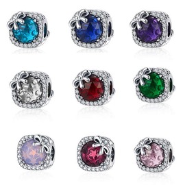 PAHALA 925 Strling Silver Radiant Hearts Bead with Crystals Charm Bead (Pink)