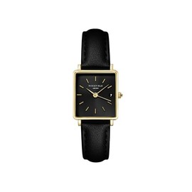 Rosefield Watch - Boxy XS Black Leather Gold - Women - QBBLG-Q53, Black, Elegant