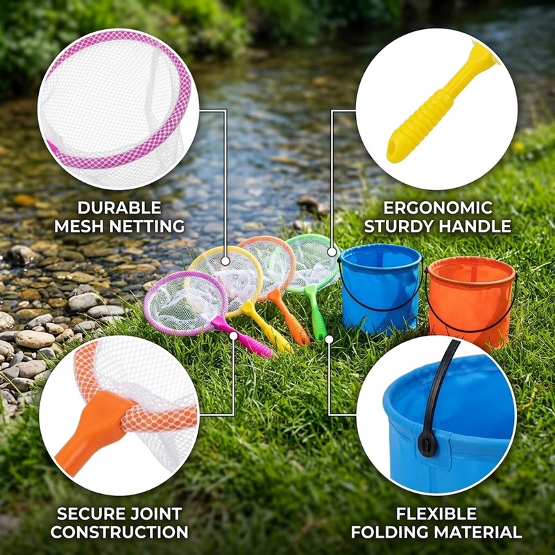 Fishing and Butterfly Nets with 2 Water Buckets Set, 10