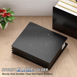 Nordun Plastic Expanding File Pockets Extra Capacity,5 Pack File Pockets Letter Size, Heavy Duty 3.5 Inch Expansion,Straight-Cut Tab,Accordion File Jacket for Bulky Files,Black