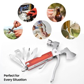 Multitool Camping Gear 12 in 1 Mini Hammer Survival Tool for Men Multipurpose Tool for Home, Camping Equipment，Work, Hammer, Pliers, Survival Knife (Axe)