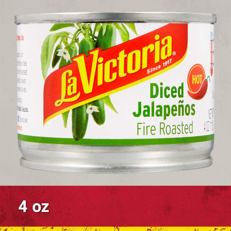La Victoria Fire Roasted Diced Jalapeños Hot, 4 Ounce (Pack
