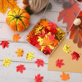 MARFOREVER Maple Leaf Confetti, Thanksgiving Metallic Foil Confetti Fall Colors Party Decorations Leaves Sequins Table Scatter Centerpiece Sprinkles for Fall Party Supplies